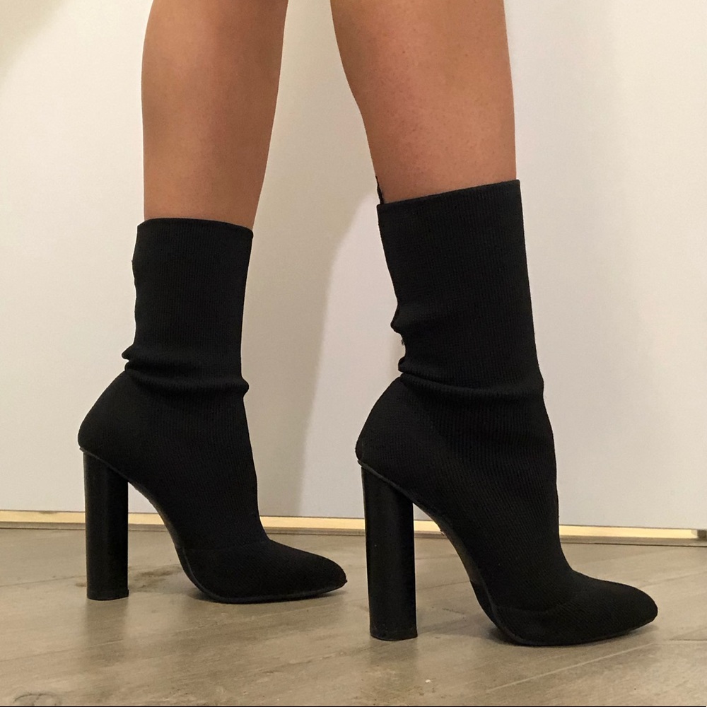 Black sock booties